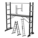 Gimisgu Gerüst, 4 in 1 Alu Multifunktionsleiter 6+6 Stufen, Mobile...
