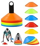 Birshe 50 Stück Markierungshütchen, Sport Hütchen mit Ständer, Netztasche,...