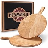 PIZZAMACHETE Pizzateller Holz, Pizzabrett aus Kautschukholz, Pizza-Zubehör zu...