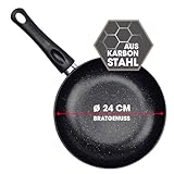 BRATmaxx Bratpfanne aus Karbonstahl, 24 cm | Induktion + alle Herdarten | Pfanne...