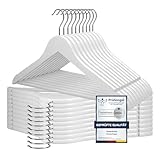 VonBueren 20 x Kleiderbügel Holz weiß | 44,5 x 22 cm je Bügel/Holzbügel |...