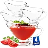 KONZEPT Sauciere aus Glas, 4er Set, 160 ml, Transparente Soßenkanne mit Henkel,...