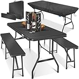 KESSER® Bierzeltgarnitur 3-teilig Set Tisch & 2X Bank | Buffettisch für...