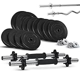 ArtSport 3in1 Hantelset mit 2 Kurzhanteln, 1 Langhantel & 1 SZ Curlhantel - 12...