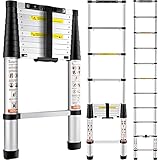 VEVOR 3,2m Teleskopleiter Rutschfester Klappleiter 48x9,5x76,5cm Stehleiter...