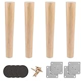 AKOLAFE 4 Stück Möbelfüße Holz 30cm Eiche Tischbeine Holz Robuste...