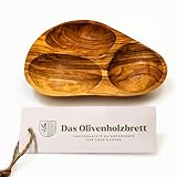 das Olivenholzbrett® / Olivenholz-Schale mit 3 Fächern/Tapasschale...