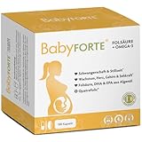 BabyFORTE® Folsäure + Omega-3 Algenöl | vegan | Trimesterbox 180 Kapseln | 18...