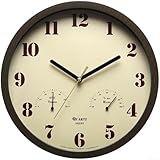 Sumsoctober Kleine Outdoor-Uhr mit Thermometer und Hygrometer, 25,4 cm, leise,...
