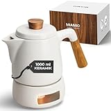 MIAMIO - Teekanne mit Stövchen Set / 1L / 1000 ml Tee Kanne mit Siebeinsatz und...