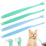 Jeffdad 4 Stück Katzenzahnbürste, Katzen Zahnbürste für Katzen Weiche Nylon...