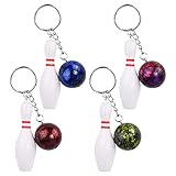 4 Pcs Kinder Bowling Party Tasche Schlüsselring, Bowling Pin Schlüsselhalter...