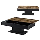 [en.casa] Couchtisch Lünen Wohnzimmertisch mit Stauraum Holzoptik Schwarz...