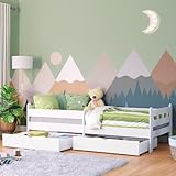Bellabino Kuru Kinderbett 90x200 cm – Jugendbett mit 2 Schubladen - Kinder...