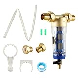 TINMAGI Wasserfilter Vorfilte 1 Zoll, Wiederverwendbare Ausspülbarer Feinfilter, Vorfilter Sedimentfilter für Brunnenwasserschlauch-Sedimentfilter, Pumpen G1 (1 Zoll) MNPT + G3 / 4 (6 Punkte) FNPT