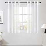 Topfinel Gardinen Kurz Vorhang Stores Gardine mit Ösen Vorhänge Weiß...