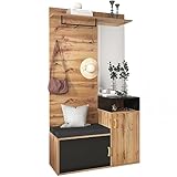Azkoeesy Garderoben-Set, Flurgarderobe Set, mit Schuhschrank Sitzbank Spiegel...