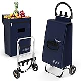 COSTWAY 2 in 1 Einkaufstrolley klappbar, 70L, Stabiler Einkaufswagen mit...