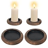 2 Stück Kerzenständer Holz Kerzenuntersetzer, 10cm Durchmesser Runde...