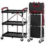 Mahlzeit Faltbarer Servierwagen mit Rollen | 64 x 40,5 x 82 cm, Bis zu 150 kg...