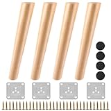 FWEEK 4 Stück 30cm Möbelfüße Holz Schräg, Massivholz Konisch Schräg Ersatz...