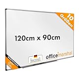 OfficeMarshal Magnetisches Whiteboard 120x90cm mit Alurahmen und abnehmbare...