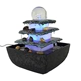 LED-Zimmerbrunnen TERRASSE, eckig, Tisch-Boden-Brunnen, LED farbwechselnd für...