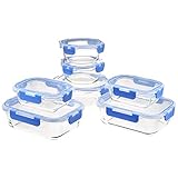Amazon Basics Lebensmittelbehälter mit fest verschließbaren Deckeln aus Glas,...