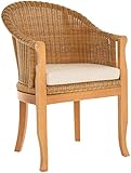 korb.outlet Rattan-Sessel mit Holzbeinen, Sessel aus echtem Rattan - Rattanstuhl...
