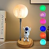 WLHBF 3D Mondlampe mit Astronauten-Design,7 Farben | Nachtlicht für...