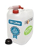 plasteo® 10 Liter Getränke- Wasserkanister Natur mit Hahn und Schraubdeckel |...