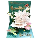 YianHien Lotus 3D Geburtstagskarte Frau, Handgemachte Edle Lotus Blumen Pop Up...