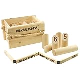 Mölkky Championship Kit - Birkenholz, 12 Skittles, 1 Stock mit Punkteblock,...