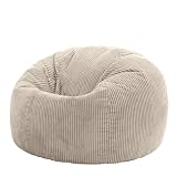 Icon Kingston Sitzsack Cord, Beige, Sitzsack Erwachsene mit Füllung, Bean Bag,...