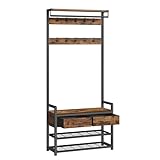 VASAGLE Garderobenständer mit Schuhbank, Garderobe, Schuhaufbewahrung, 2...