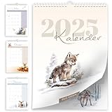 Kalender Wandkalender Monatskalender 2025 in A4 Aqaurell Waldtieren Tiere mit KW...
