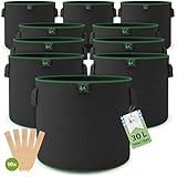 TTL Garden 10x 30L Pflanzsack aus Vlies Stoff - 10er Set 30 Liter Pflanztaschen...
