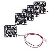JZK 5 Stück 25mm 2-poliger 24V Mini-Lüfter mit Kabeln, 2510, 25x10mm,...