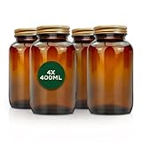 Nature Basics Vorratsdosen Glas Set - 4 x 400 ml - Braungläser mit Gewinde und...