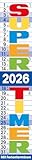 Supertimer 2026: Streifenkalender mit Datumsschieber, Ferienterminen und...
