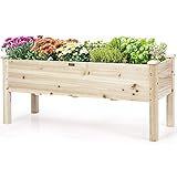 COSTWAY Hochbeet aus Holz, Pflanzbeet für Kinder, 120x43,5x51cm, Pflanztrog...