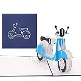 Grußkarte Motorroller - blau - 3D Pop Up Karte Motorroller, Geburtstagskarte,...