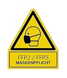 Aufkleber FFP2 / FFP3 MASKENPFLICHT Warnschild Folie ähnl. ISO 7010 | 210x245mm...