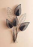 Dekoleidenschaft 3D Wandbild Blätter aus Metall, schwarz, 55 x 84 cm, Wanddeko,...