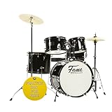 Fame 5 PC Drumset Black, Schlagzeug mit Bass Drum, Tom-Tom, Snare, Hardware und...