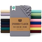 Utopia Bedding - Spannbettlaken 90x200cm - Grau - Oeko-Tex Zertifiziertes...