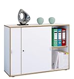 VCM Büroschrank mit 2 Fächern | moderner Aktenschrank mit Schiebetüren |...