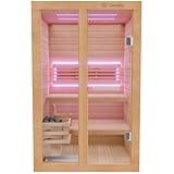 Dewello® Finnische Sauna Tofino 120x140 Kabine aus Hemlock Tannenholz mit 3,5KW...