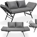 Gartenbank Polyrattan mit Liegefunktion, 2-Sitzer Polyrattan-Möbel, Rattan...