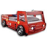 SPARK Feuerwehrbett mit LED-Beleuchtung 90 x 200 cm - Aufregendes Auto...